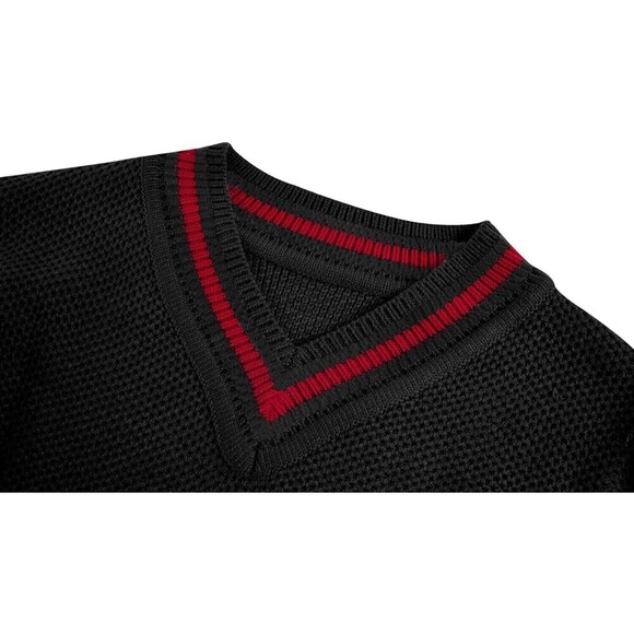 Men's V Neck Pullover Sweater Slim Fit Long Sleeve Striped Casual XXL Gift - Picture 3 of 7